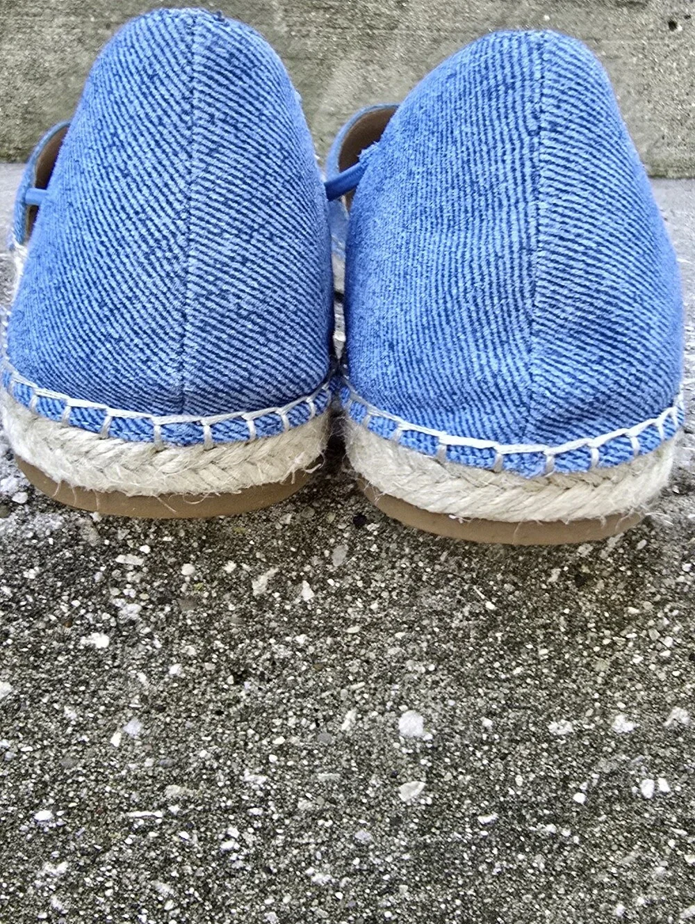 Eileen Fisher Lee Espadrille Flats Sz 7.5 Leather Denim-Printed Costal Vacation